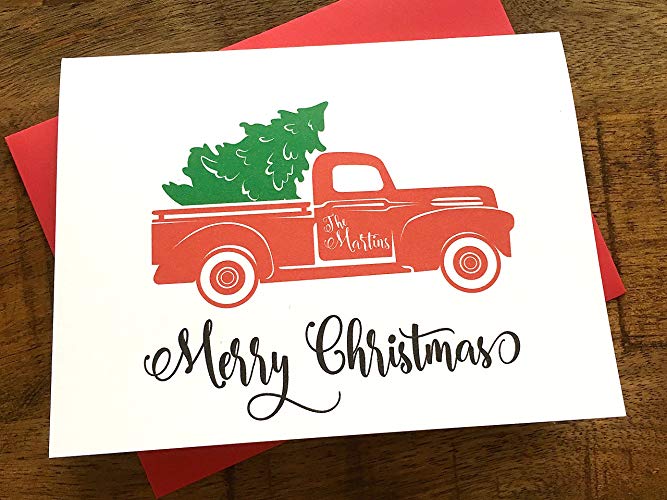 Personalized Christmas Truck and Tree Cards