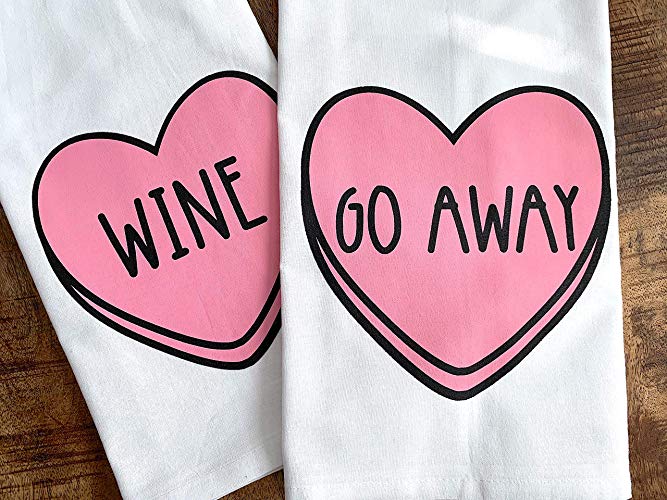 Candy Hearts Valentine's Day Tea Towels (Set of 2)
