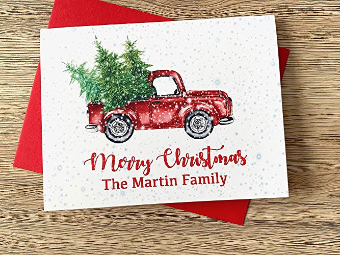 Christmas Truck and Tree Personalized Holiday Cards