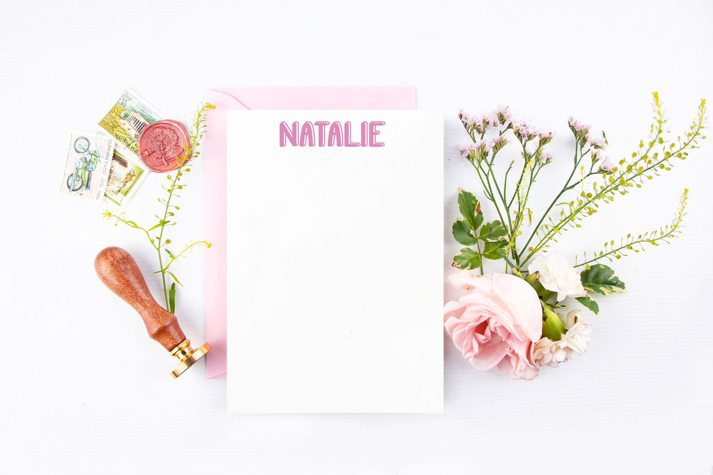pink personalized stationery