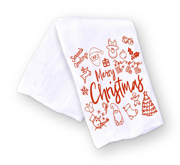 Christmas Kitchen Towel Seasons Greetings Ho Ho Ho – Designing Moments