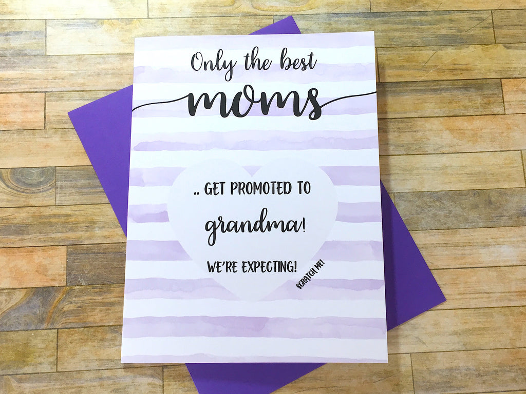 Stripes Mom to Grandma Pregnancy Scratch Off Card