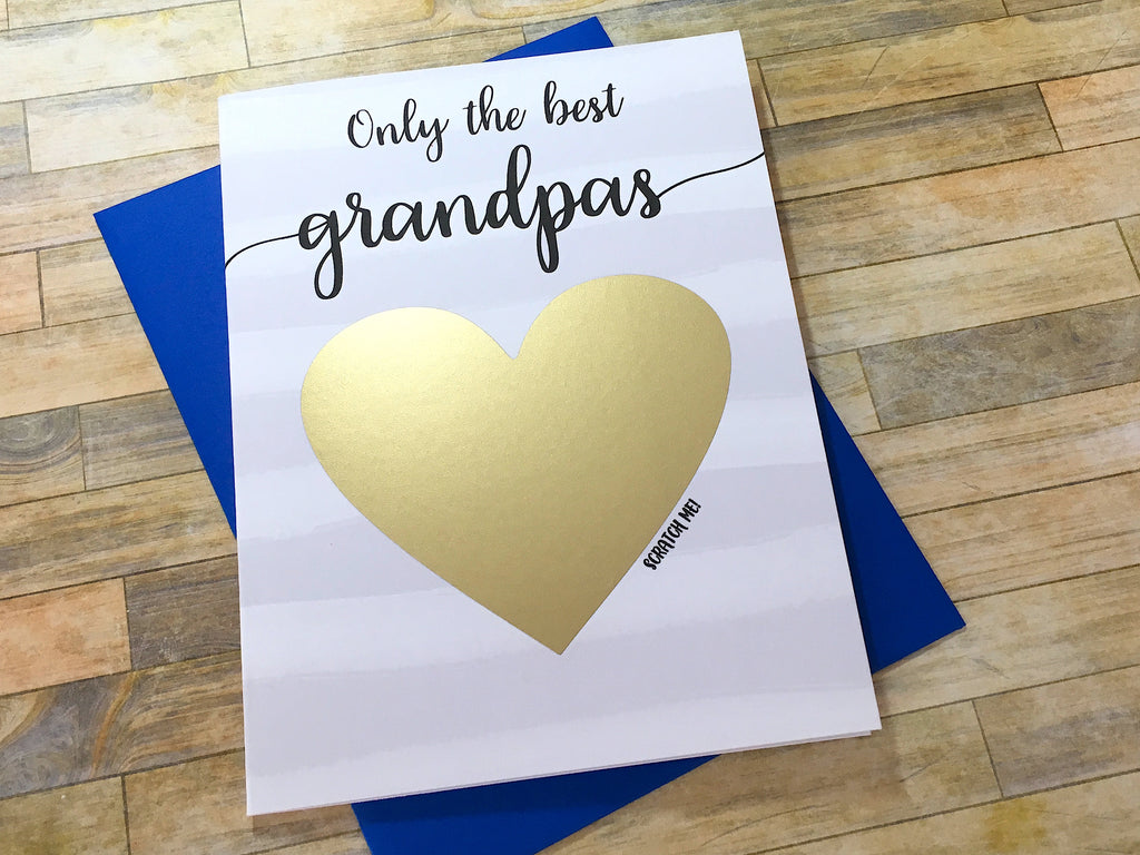Stripes Grandpa to Great Grandpa Pregnancy Scratch off Card