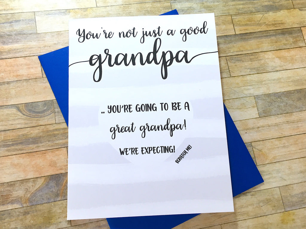 Stripes Grandpa to Great Grandpa Pregnancy Scratch off Card