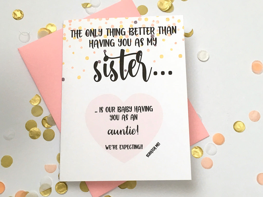 Sister Pregnancy Reveal Scratch Off Card