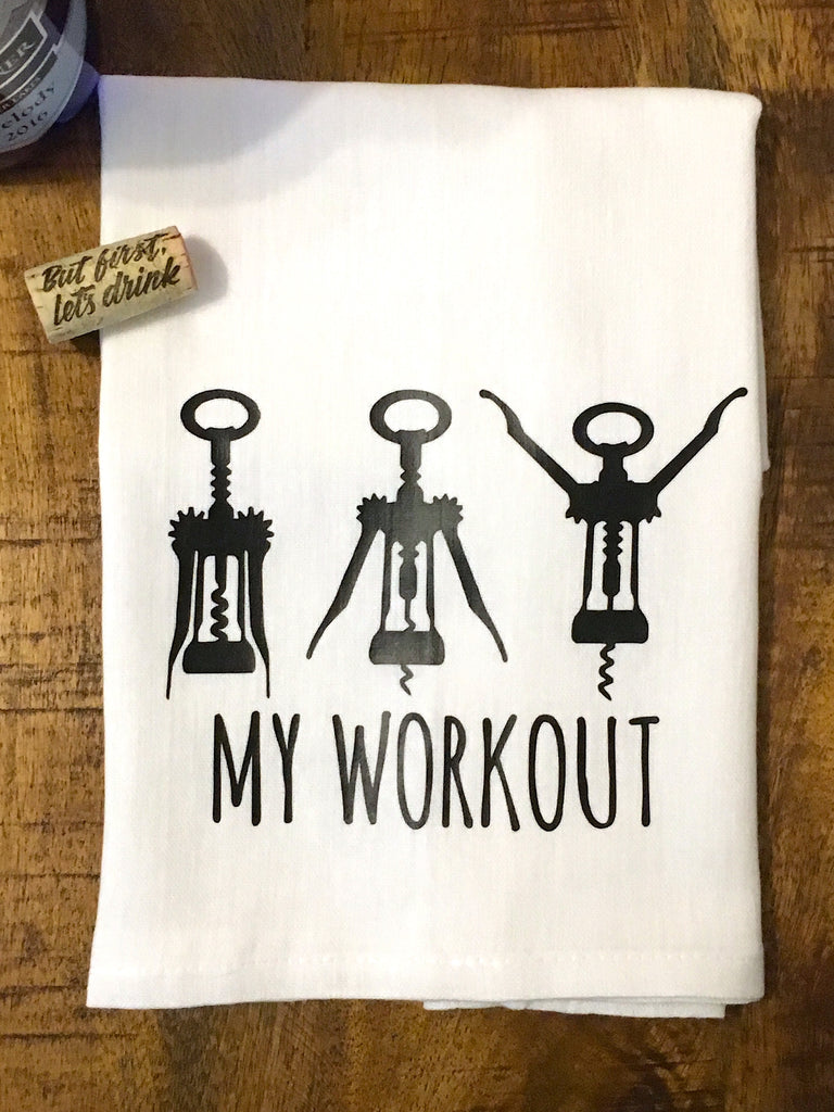 Wine Workout Funny Kitchen Towel