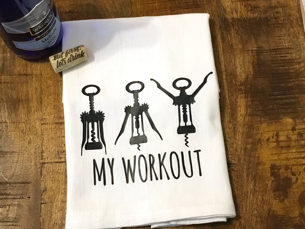 Wine Workout Funny Kitchen Towel