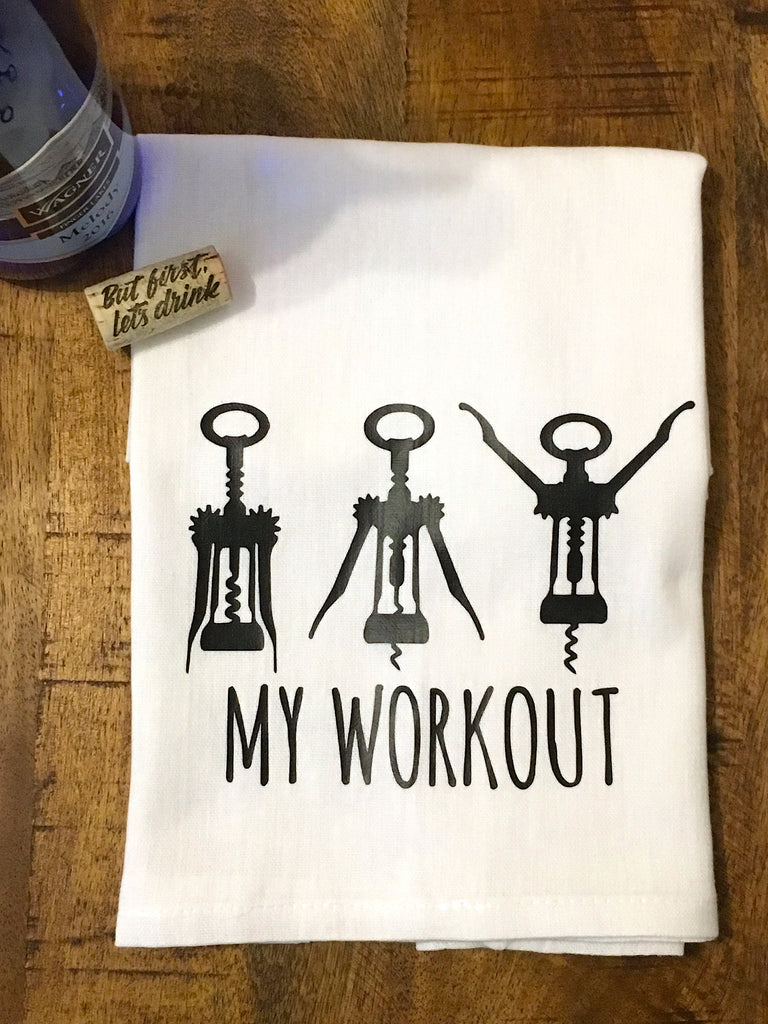 Wine Workout Funny Kitchen Towel