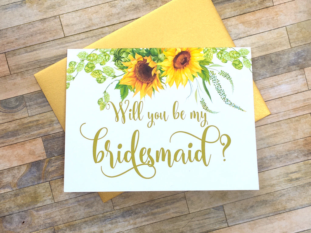 Sunflower Will You Be My Bridesmaid Proposal Card