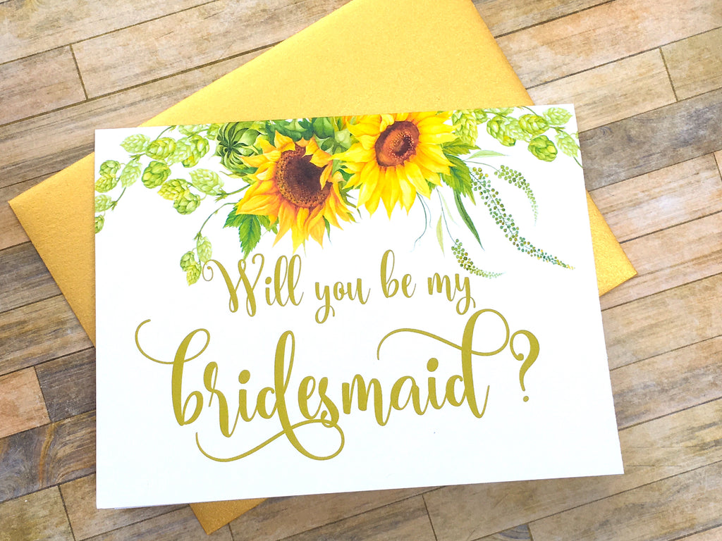 Sunflower Will You Be My Bridesmaid Proposal Card
