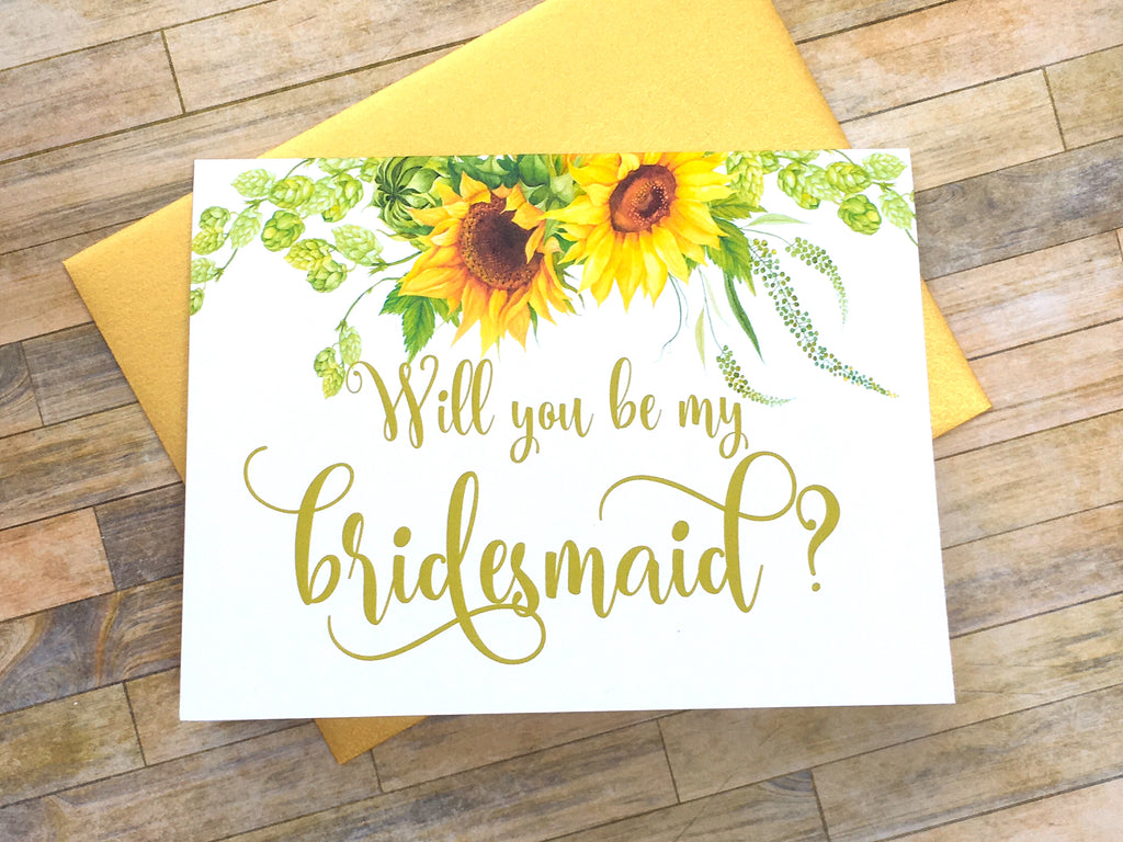Sunflower Will You Be My Bridesmaid Proposal Card