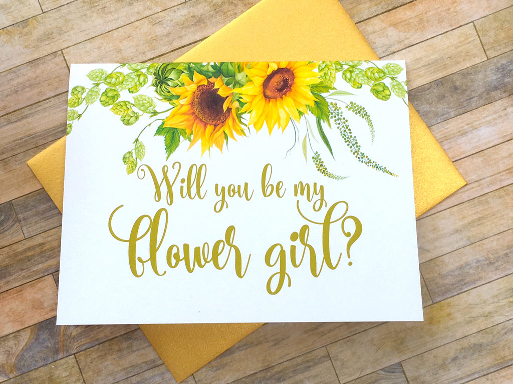 Sunflower Flower Girl Proposal Card