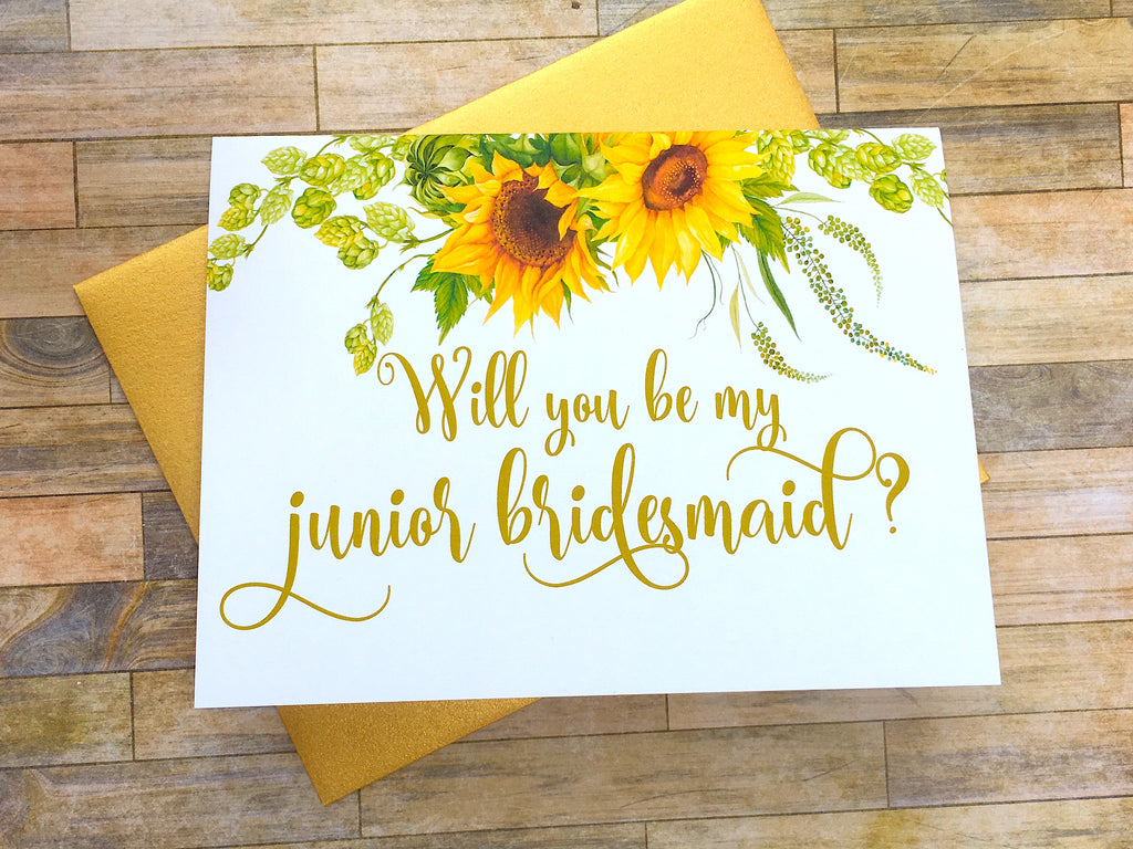 Sunflower Junior Bridesmaid Proposal Card