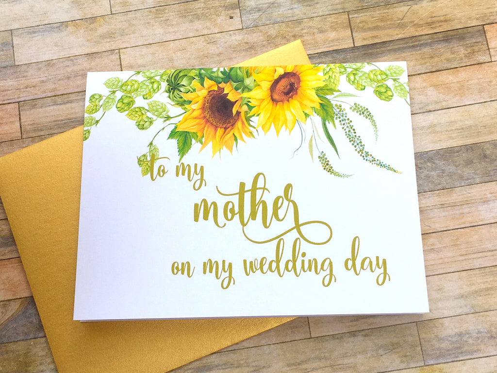 Sunflowers Card for Mother on Wedding Day