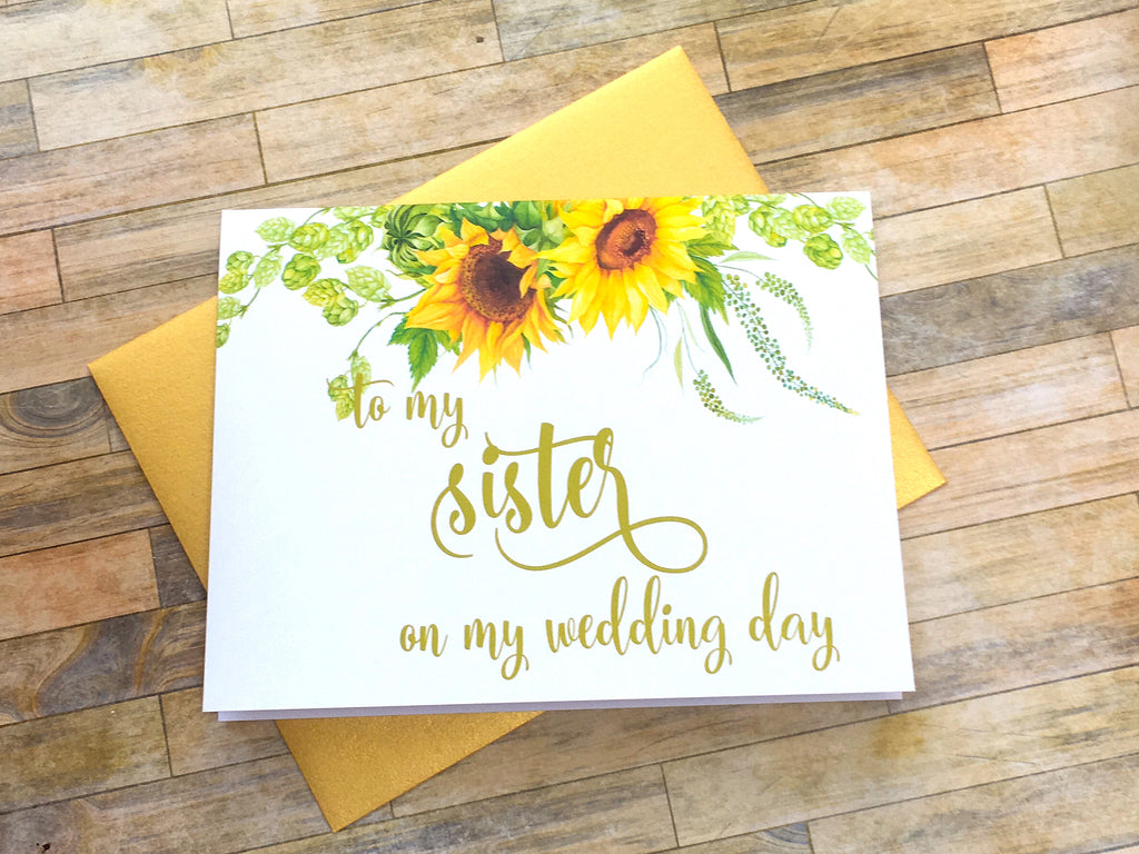 Sunflower Card for Sister on Wedding Day