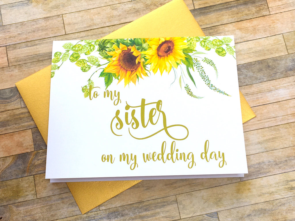 Sunflower Card for Sister on Wedding Day