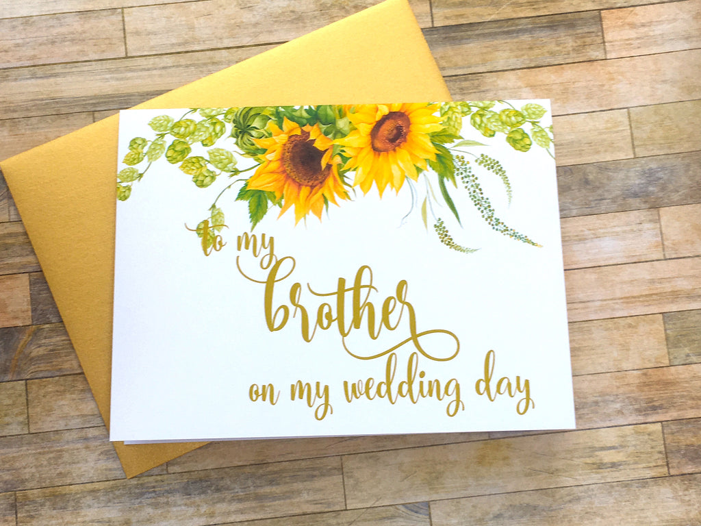 Sunflower To My Brother on My Wedding Day Card