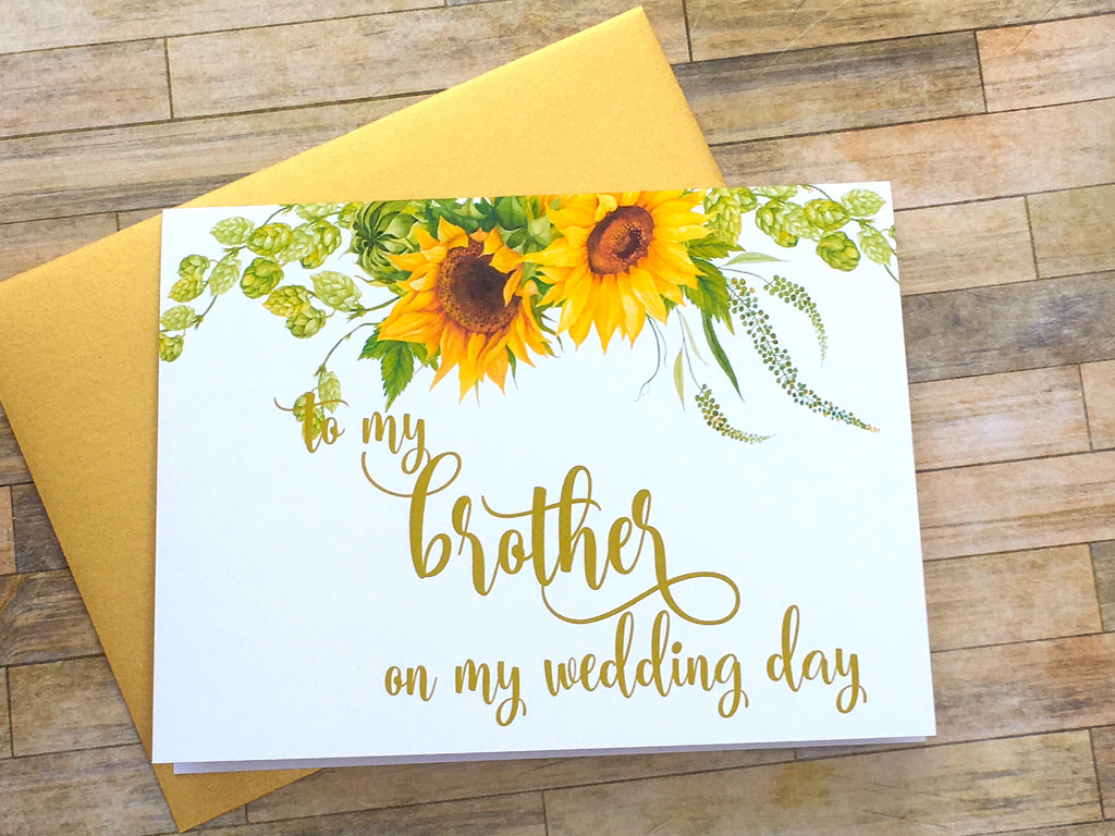 Sunflower To My Brother on My Wedding Day Card