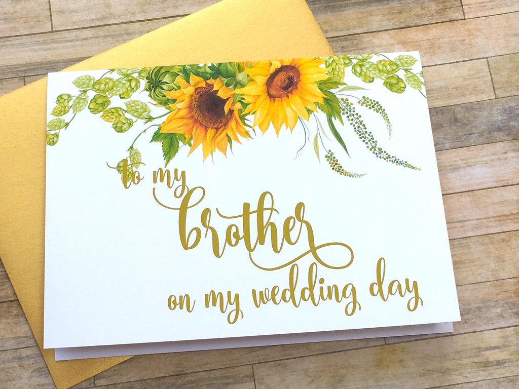 Sunflower To My Brother on My Wedding Day Card