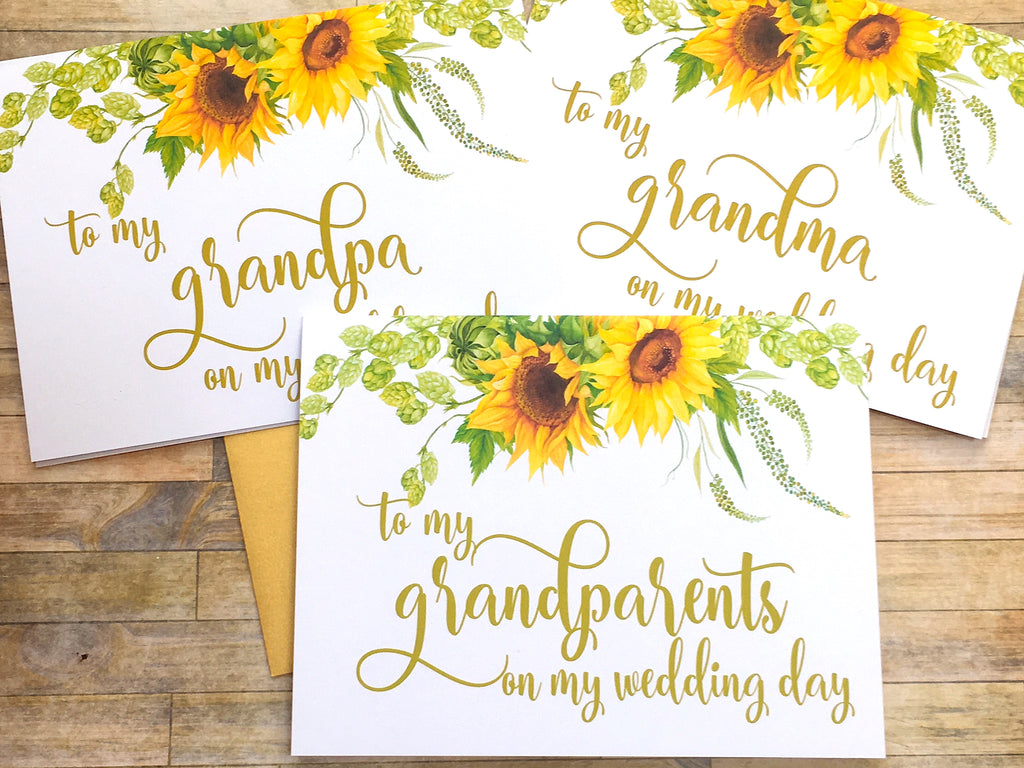 Sunflowers Grandparents Wedding Day Card