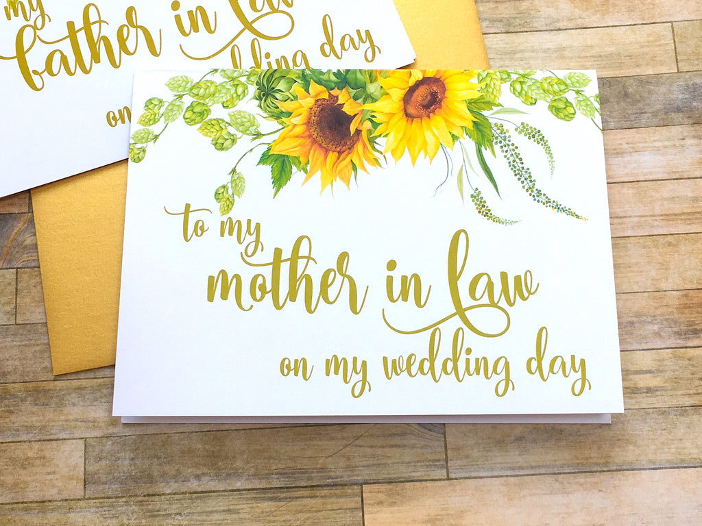 Sunflower To My Mother in Law on My Wedding Day Card
