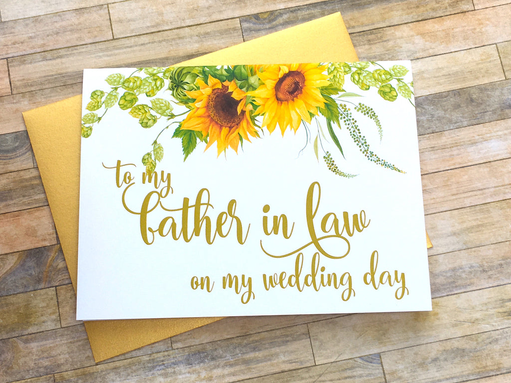Sunflower To My Father in Law on My Wedding Day Card
