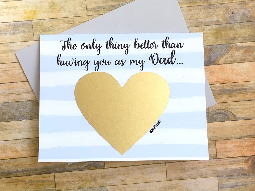 Stripes Dad to Grandpa Scratch Off Pregnancy Announcement