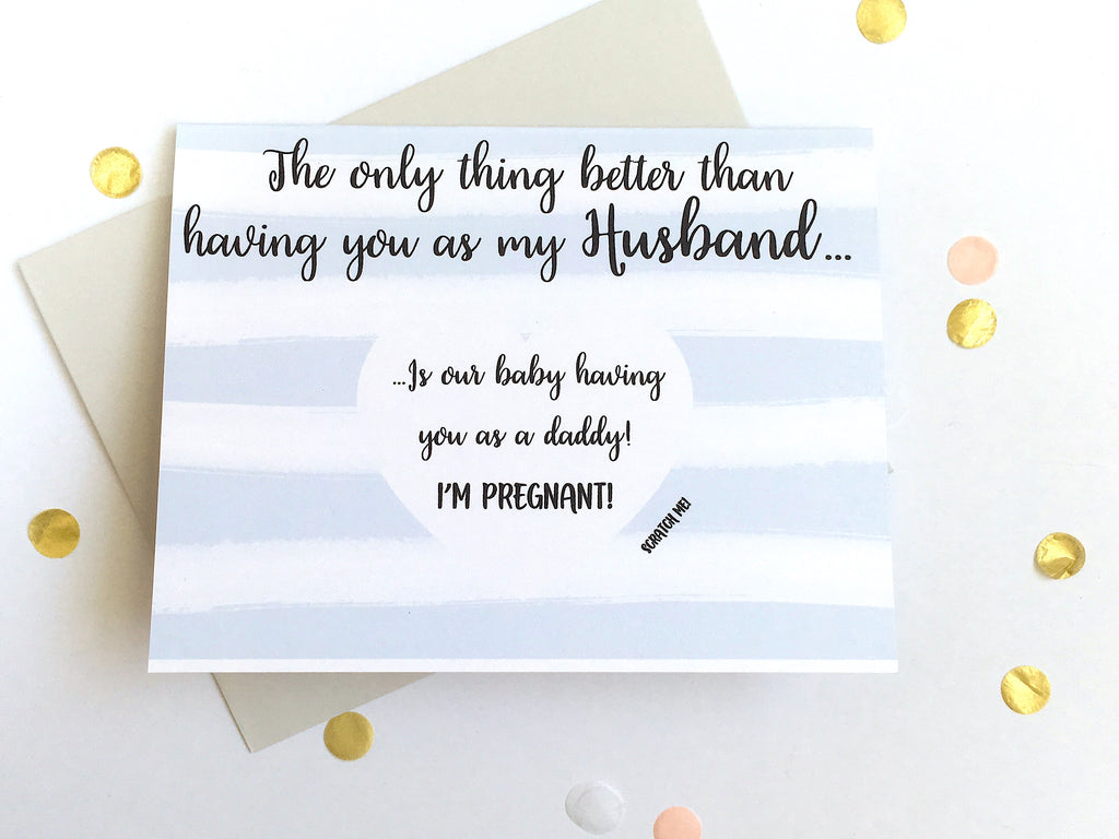 Husband to Daddy Striped Scratch Off Pregnancy Announcement