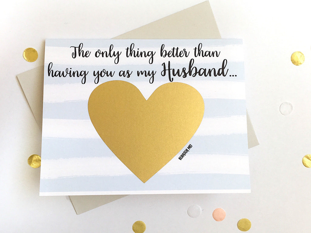 Husband to Daddy Striped Scratch Off Pregnancy Announcement