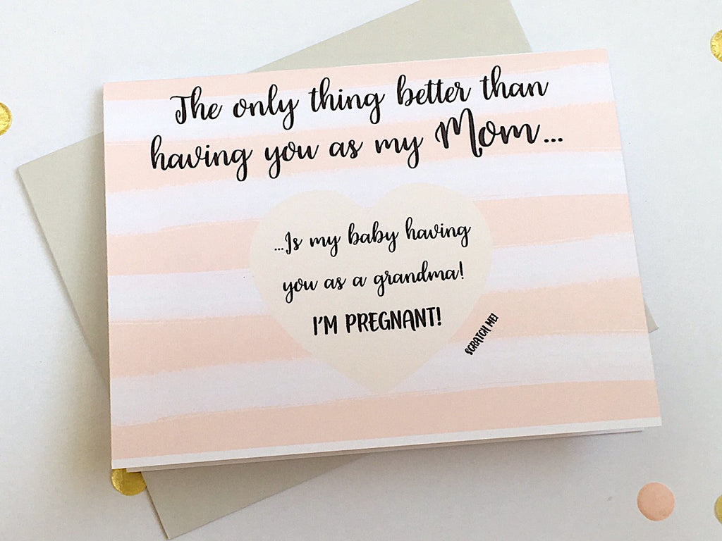 Mom to Grandma Striped Scratch Off Pregnancy Announcement