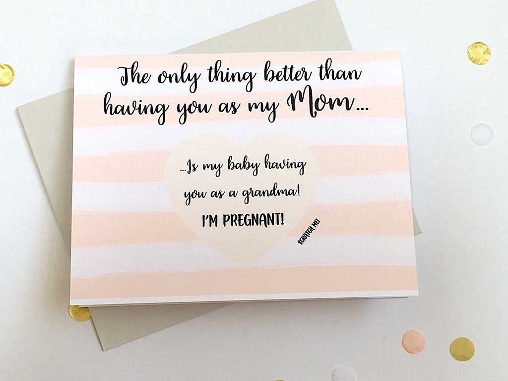 Mom to Grandma Striped Scratch Off Pregnancy Announcement
