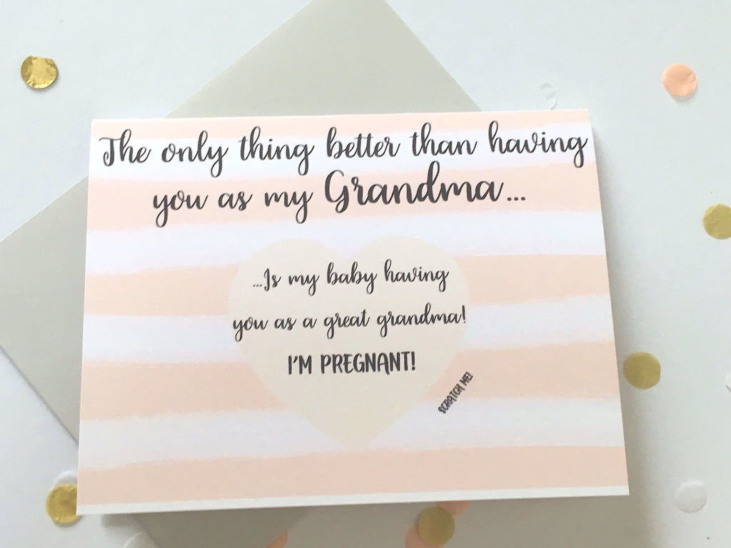 Grandma to Great Grandma Striped Scratch Off Pregnancy Announcement
