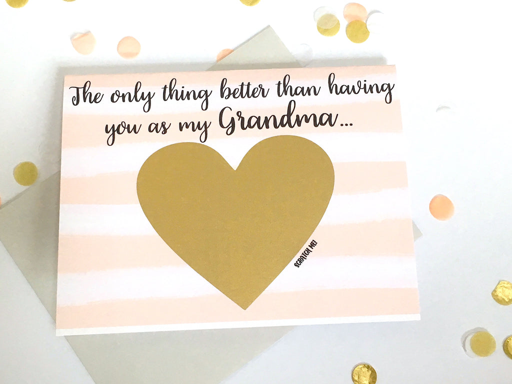 Grandma to Great Grandma Striped Scratch Off Pregnancy Announcement
