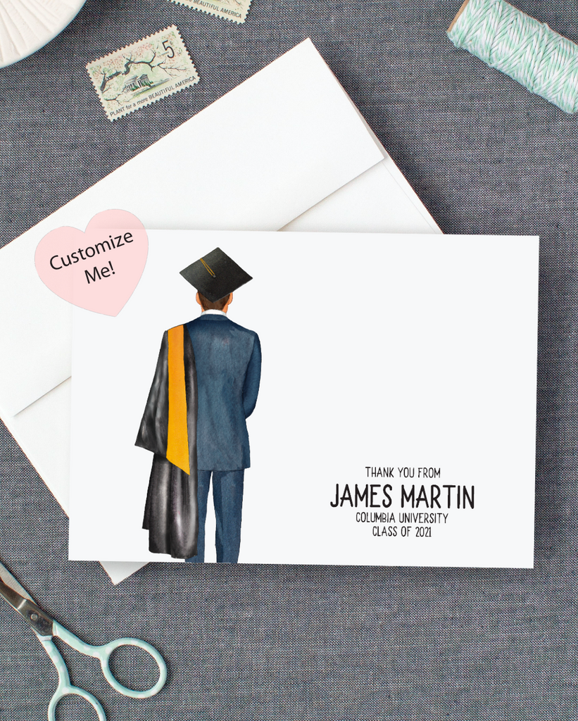 Custom Thank You Graduation Cards for Him, Set of 10