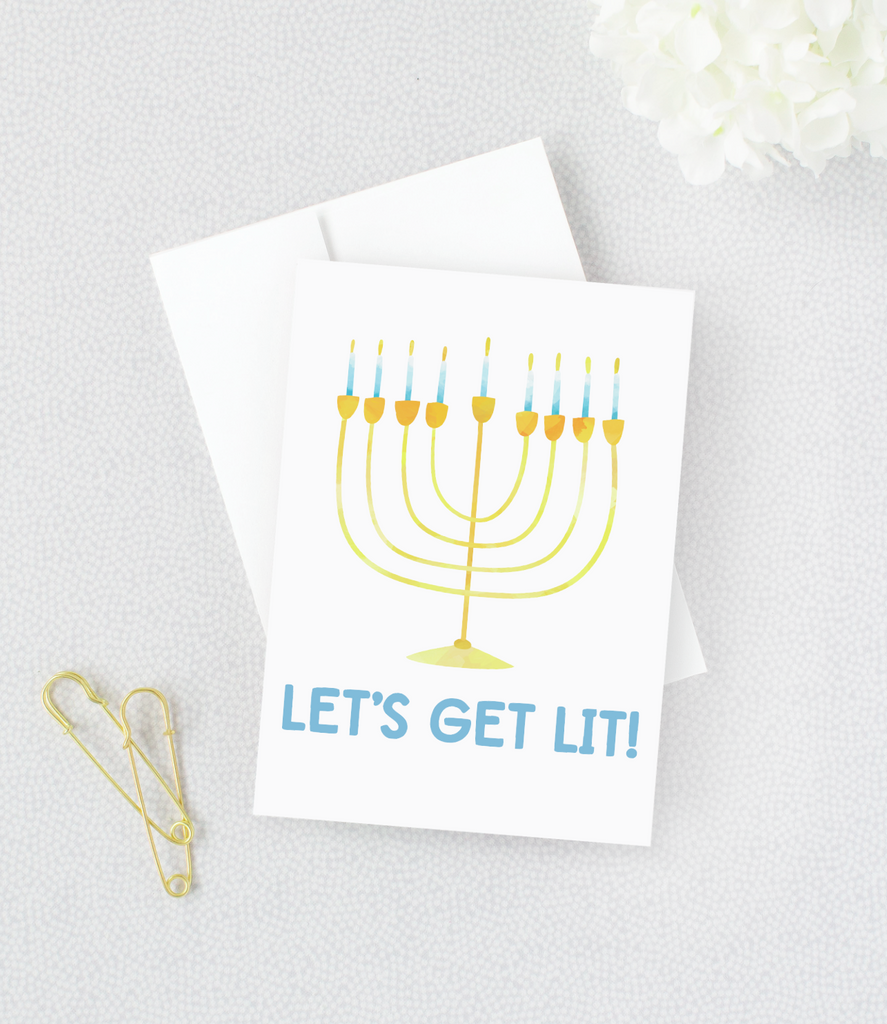 Let's Get Lit Funny Hanukkah Card
