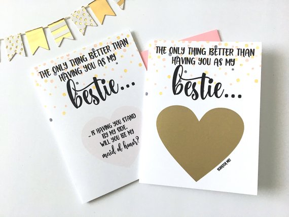 Bestie Maid of Honor Proposal Scratch Off Card
