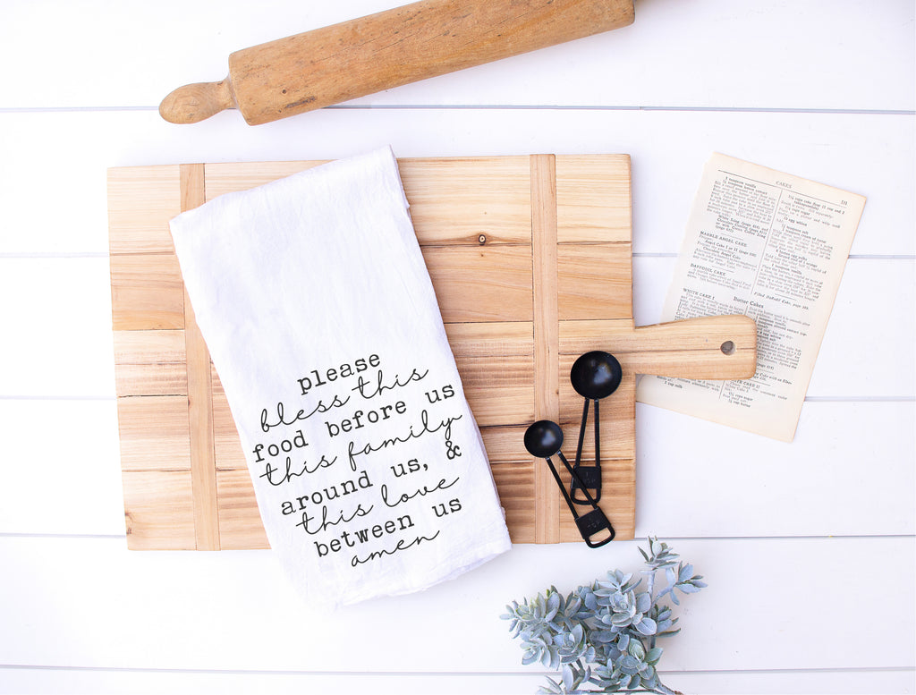Lords Prayer Kitchen Towel, Bless this Food Before Us Christian Scripture