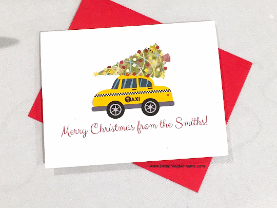 New York Taxi Personalized Christmas Cards
