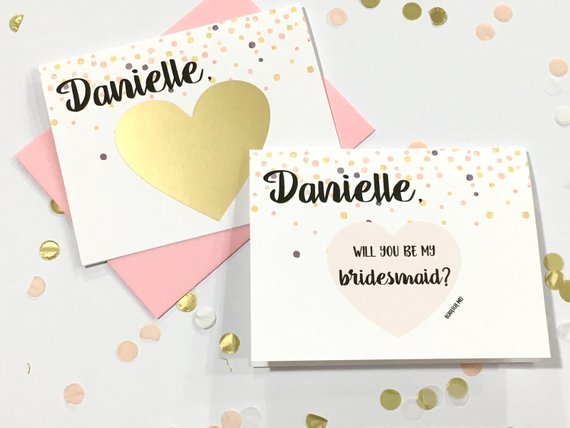 Pink Dots Personalized Scratch Off Will You Be My Bridesmaid Proposal