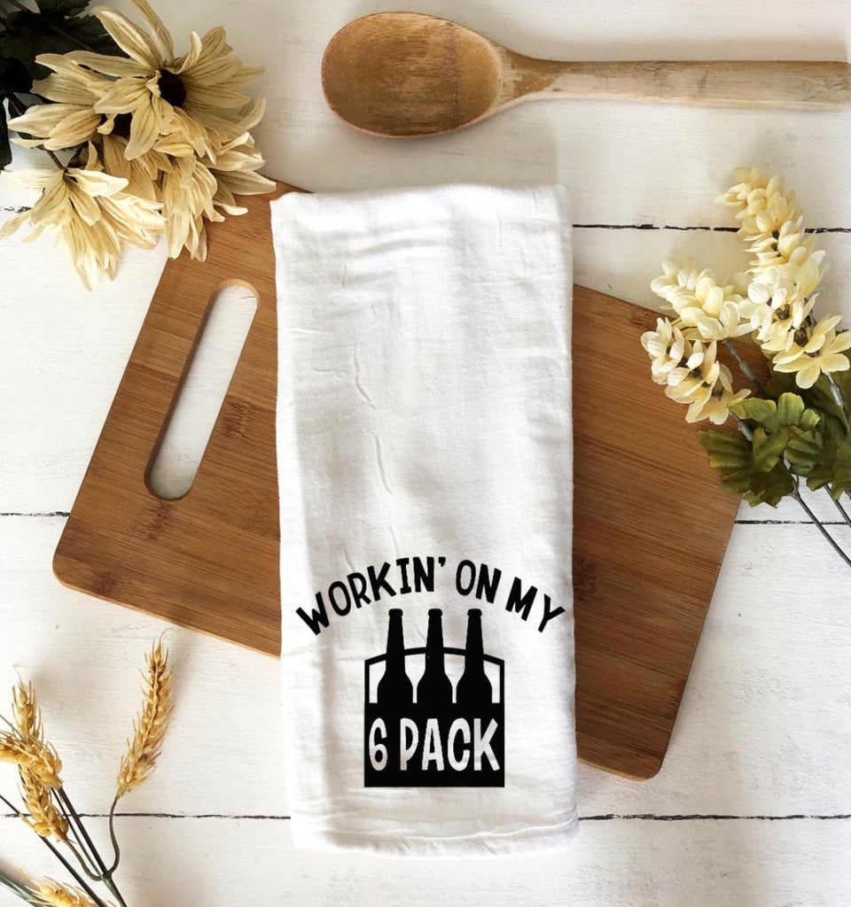 Workin on my 6 pack funny bar towel