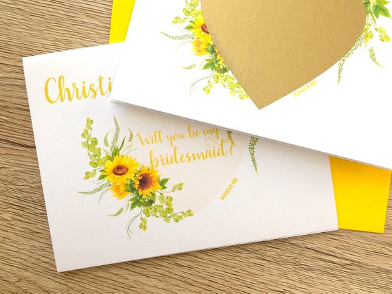 Sunflower Bridesmaid Scratch Off Proposal