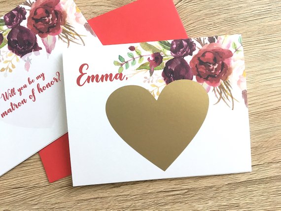 Matron of Honor Scratch Off Proposal with Custom Name
