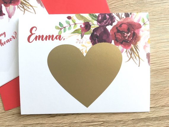 Matron of Honor Scratch Off Proposal with Custom Name
