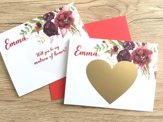 Matron of Honor Scratch Off Proposal with Custom Name