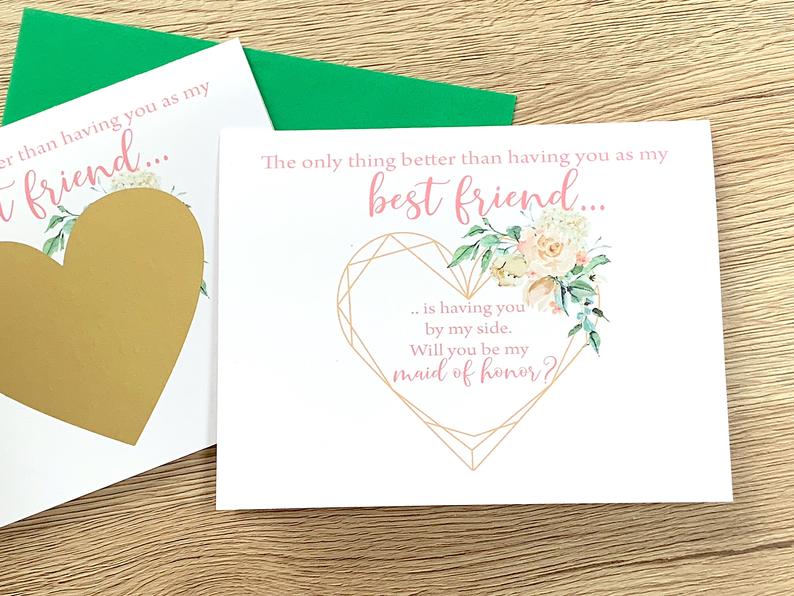 Best Friend Maid Of Honor Scratch Off Proposal Card