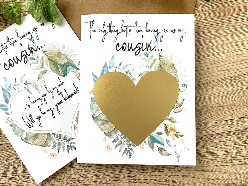 Cousin Junior Bridesmaid Scratch Off Proposal Rustic Greenery