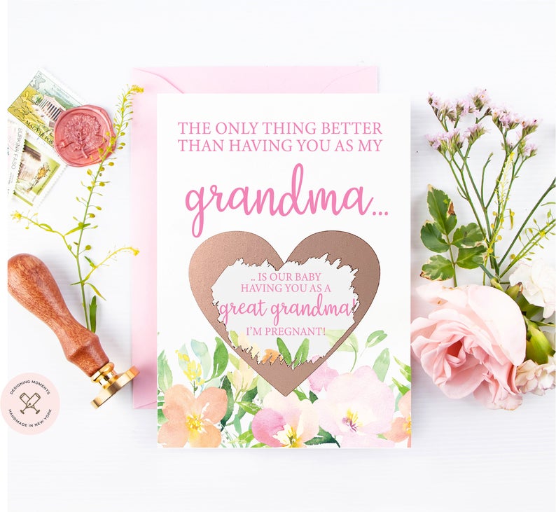 Rose gold scratch off foil pregnancy announcement reveal