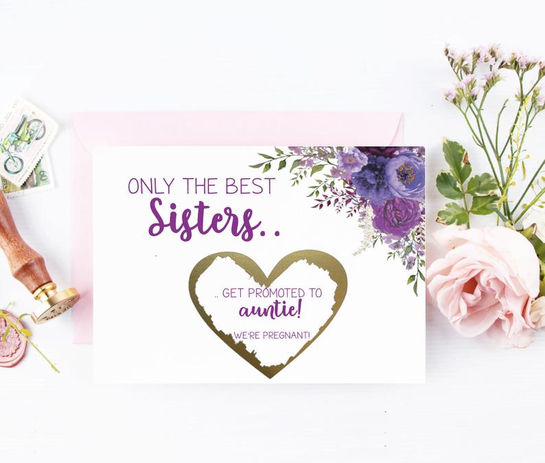 Pregnancy reveal scratch off card for aunties