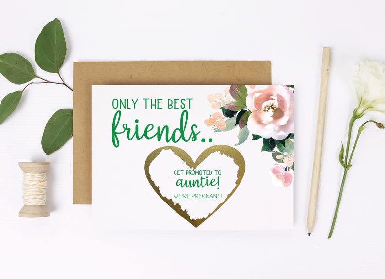 Premium card for best friends scratch off pregnancy reveal