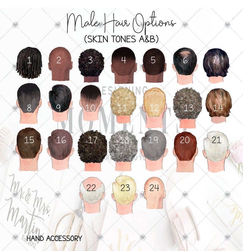 Male hair options skin tones A and B